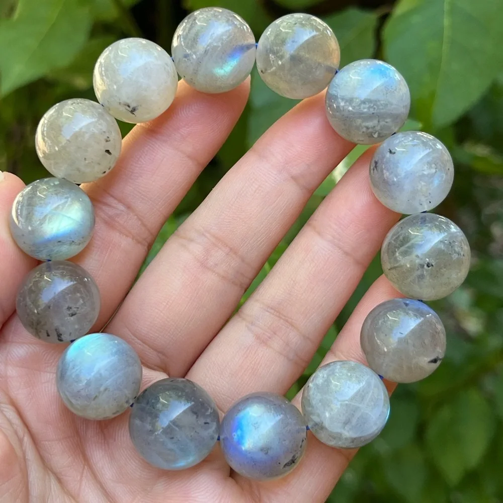16mm chunky stretchable flashy‎ labradorite bracelet